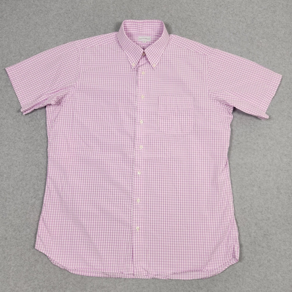 Maus Hoffman Shirt Mens Large Pink Check Pattern Short Sleeve Button Down USA - Picture 2 of 12